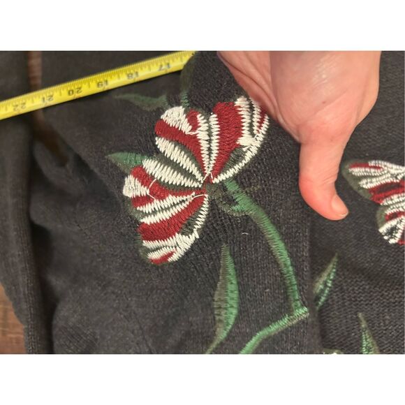 Style & Co. Gray Embroidered Floral Cardigan Duster, Size XL - Picture 5 of 7
